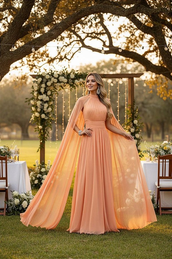 Vestido Longo Rove Laranja Claro