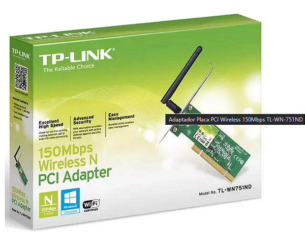 ADAPTADOR PLACA PCI WIRELESS 150MBPS TL-WN-751ND - TP-LINK