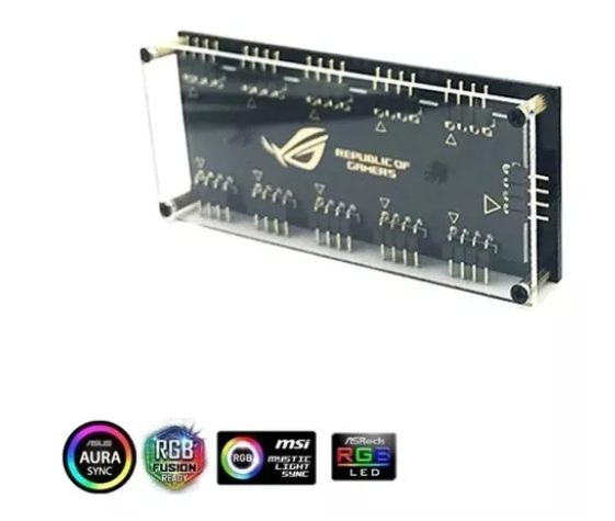 DIVISOR SPLITTER HUB RGB 12V 4 PINOS COOLER FAN + CABO 30CM