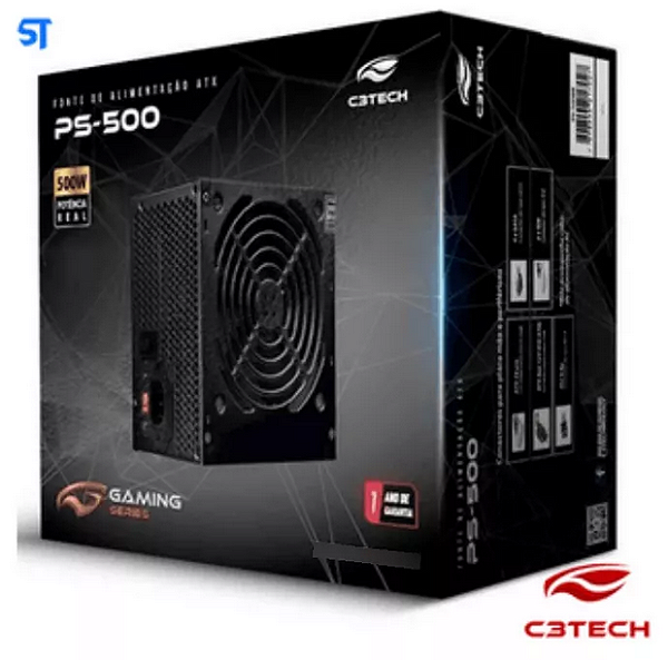 Fonte De Alimentação Atx 500w Sem Cabo C3tech - Ps-500bk