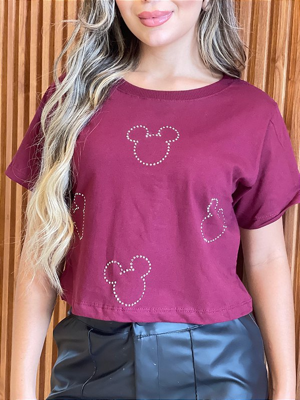 *CROPED* FEMININA ALGODÃO MICKEY TOTAL   / MARSALA