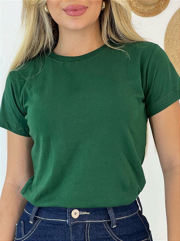 TSHIRT FEMININA ALGODÃO LISA VERDE MILITAR