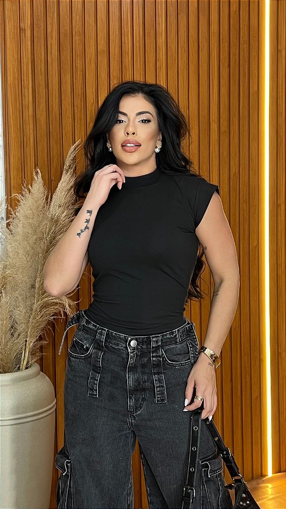 TSHIRT FEMININA ALGODÃO MUSCLE TEE PRETA