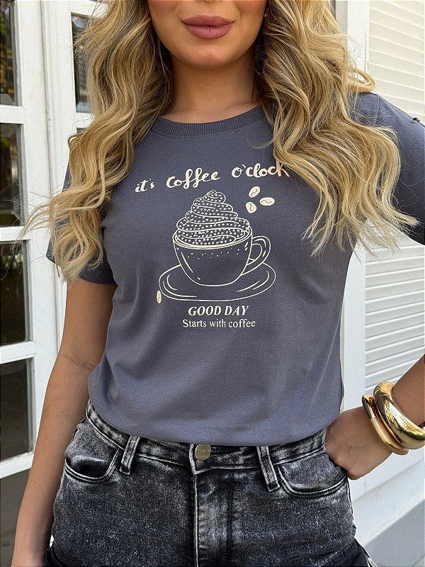 FEMININA ALGODÃO COFFE COM STRASS / CHUMBO