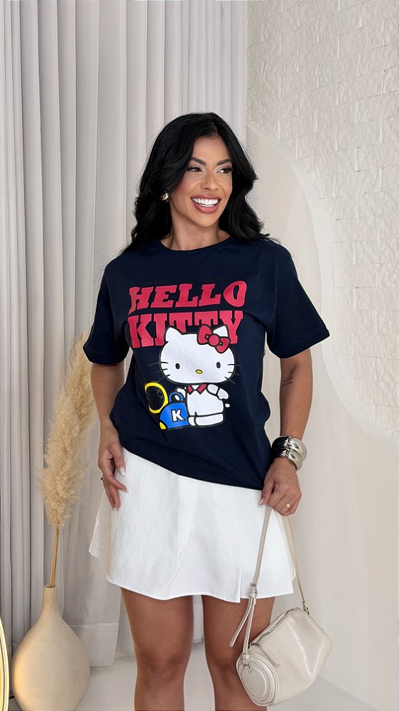 MAX TSHIRT FEMINA ALGODÃO HELLO KIT / PRETA