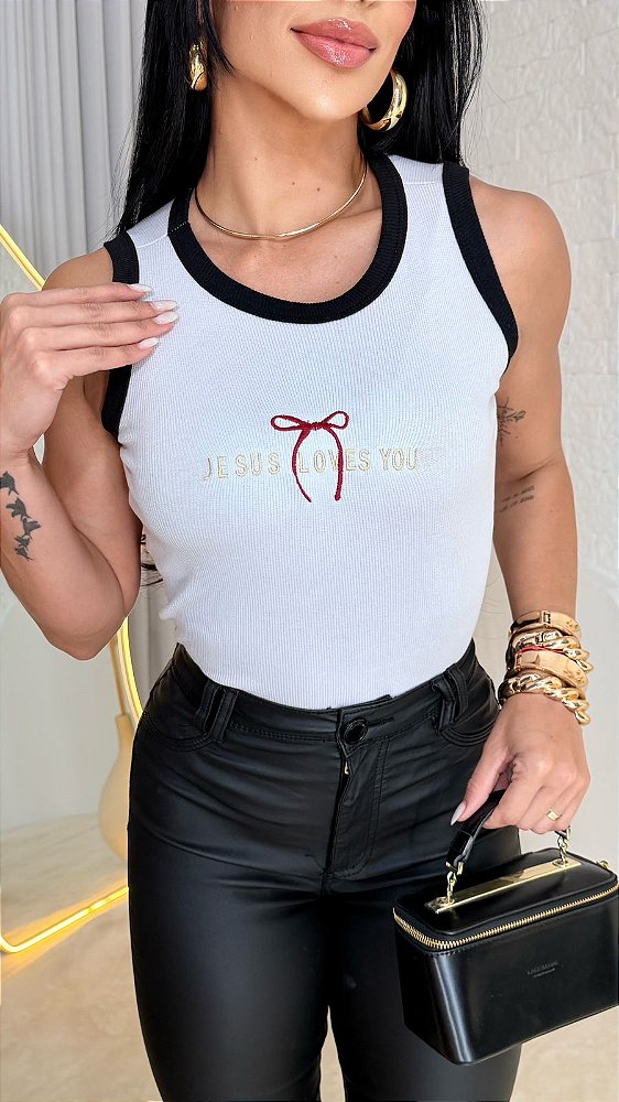 REGATA RIBANA BORDADA JESUS LOVES YOU