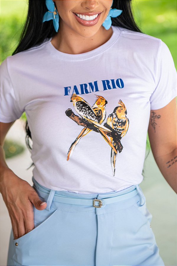 TSHIRT FEMININA ALGODÃO FARM RIO / BRANCA