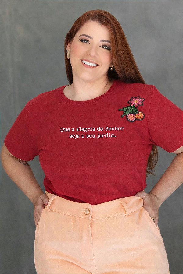 TSHIRT PLUS SIZE FEMININA QUE A ALEGRIA DO SENHOR JESUS / VERMELHA