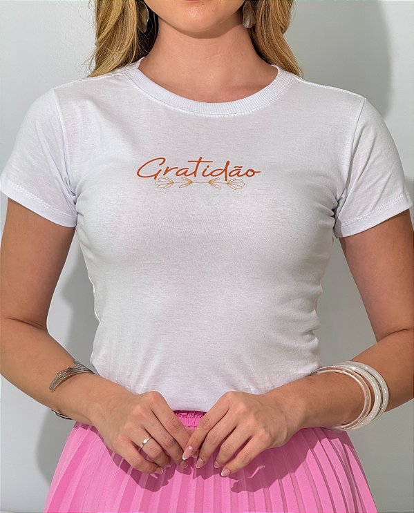 TSHIRT FEMININA ALGODÃO GRATIDÃO / PINK