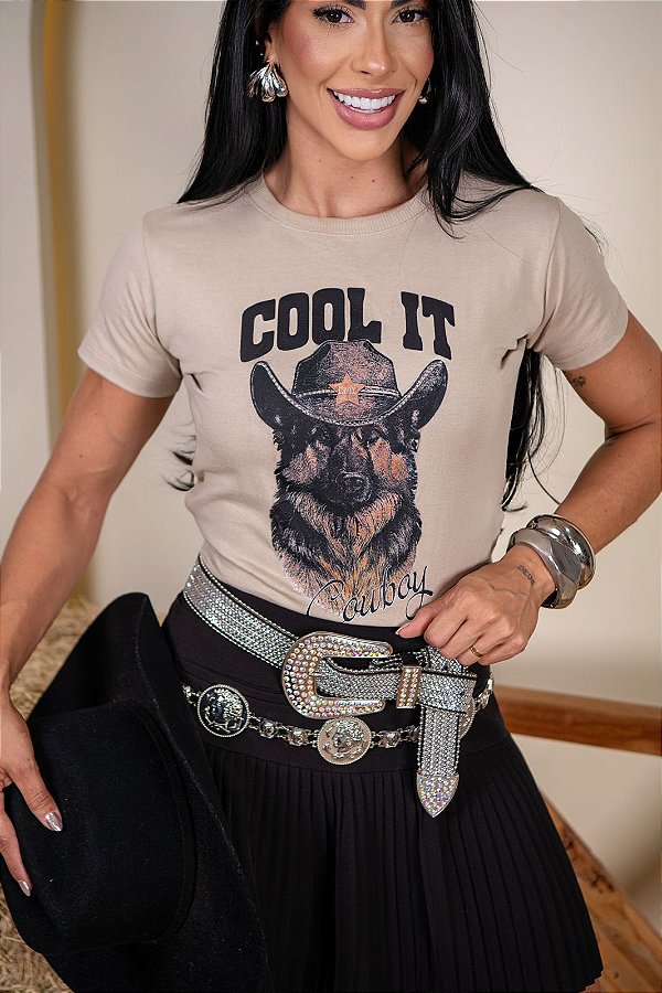 TSHIRT FEMININA ALGODÃO COUNTRY COL IT LOBO / NUDE