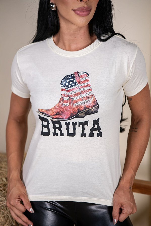 TSHIRT FEMININA ALGODÃO COUNTRY BRUTA / OFFWHITE