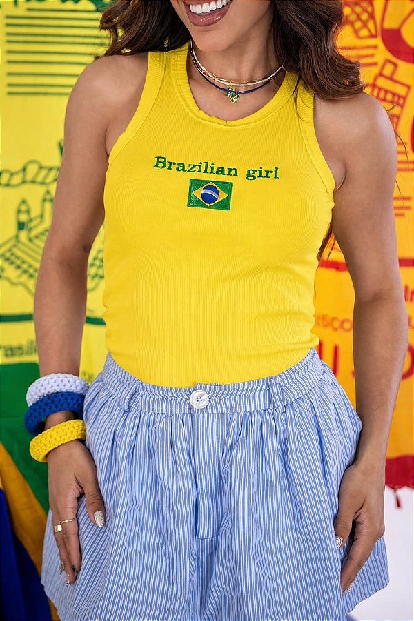 REGATA RIBANA MICRO CANELADA BRASIL BRAZILIAN GIRL / AMARELA
