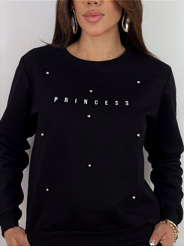 CONJUNTO MOLETOM COMFORT PRINCESS PEROLAS / PRETO