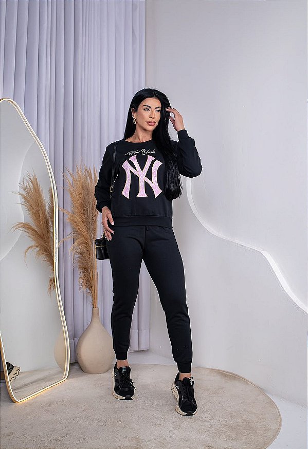 CONJUNTO MOLETOM COMFORT NY / PRETO