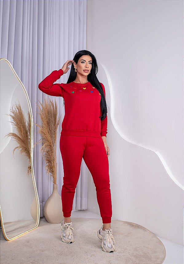CONJUNTO MOLETOM COMFORT BORDADO MICKEY COLORIDO / VERMELHO
