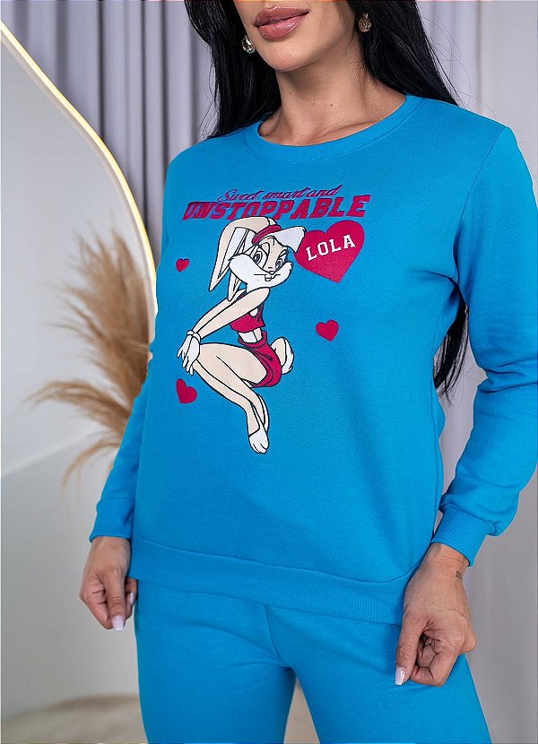 BLUSA MOLETOM COMFORT LOLLA / AZUL ROYAL
