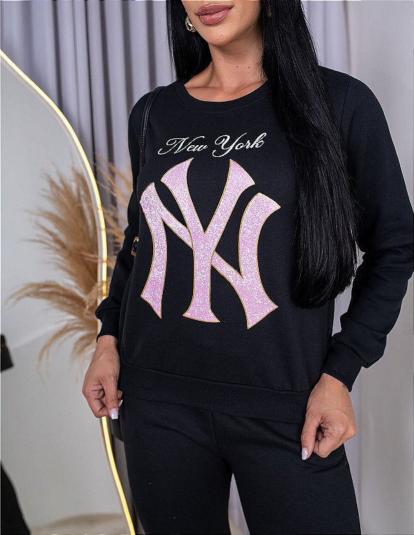 BLUSA MOLETOM COMFORT NY / PRETO