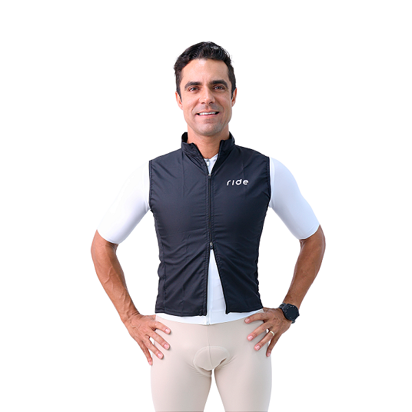 Colete Corta Vento Aero Preto (Zíper Duplo) - Masculino