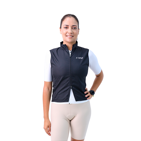 Colete Corta Vento Aero Preto (Zíper Duplo) - Feminino