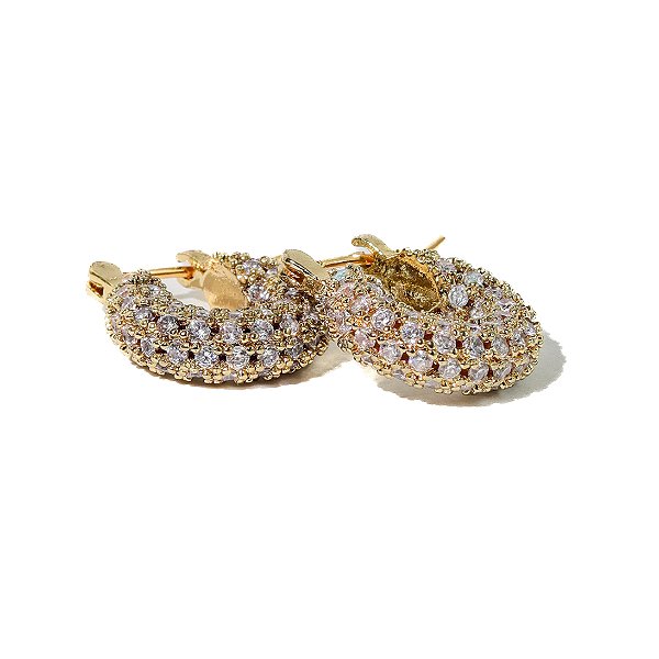 Argola Cravejada Berlim Gold P