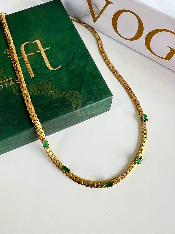 Colar Choker Elos Esmeralda Moscou