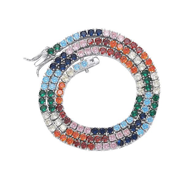 Colar Riviera Quatro Pontas Raibow 3MM