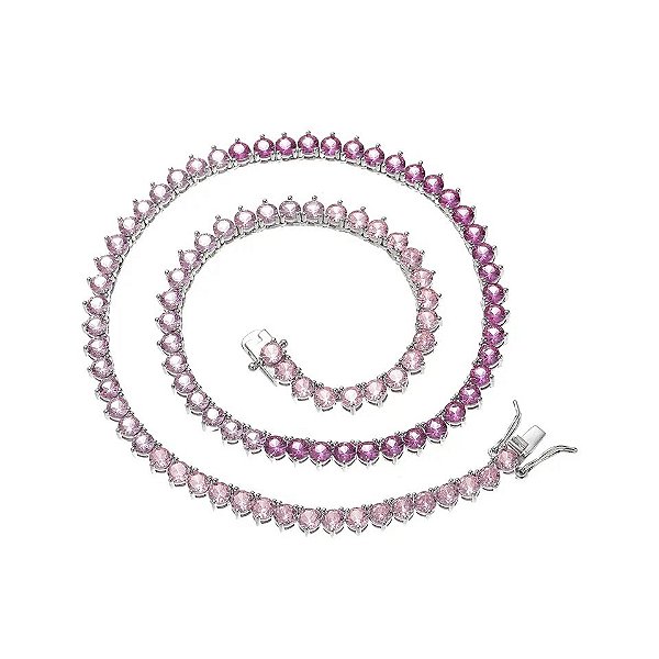 Colar Riviera Três Pontas Pink Degradê