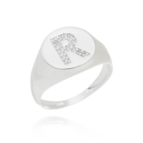 Anel Inicial Cravejada Mindinho Prata 925