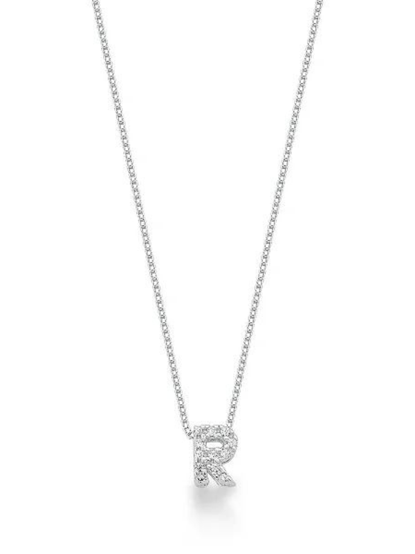 Colar Inicial Cravejada Prata 925
