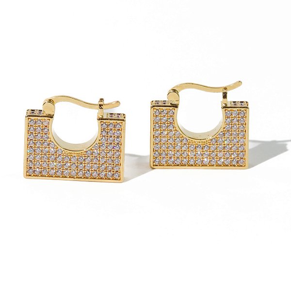 Argola Cravejada Ouro London