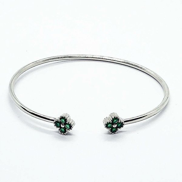 Bracelete Mini Trevo Esmeralda Prata 925