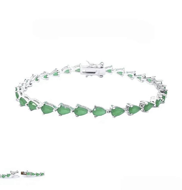 Pulseira Riviera Gota Esmeralda Prata 925