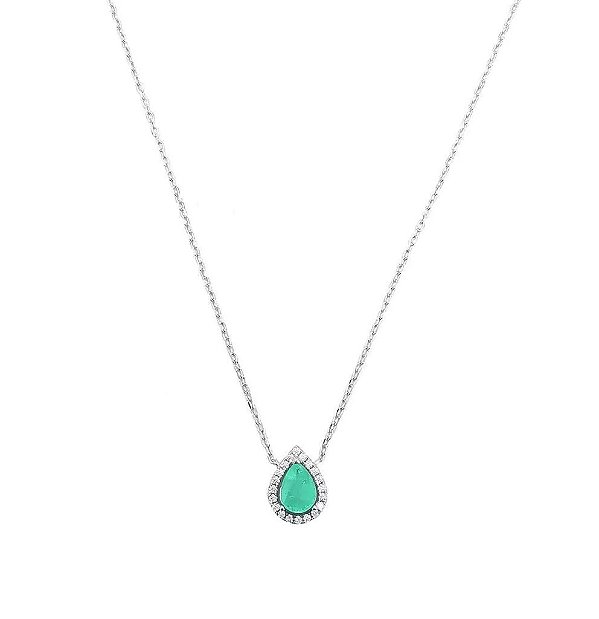 Colar Gota Cravejado Turmalina Prata 925