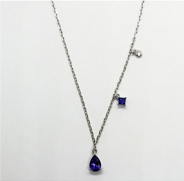Colar Gota Safira Prata 925