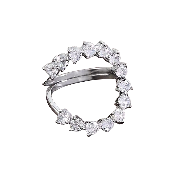 Anel Cravejado Silver Ajustavel