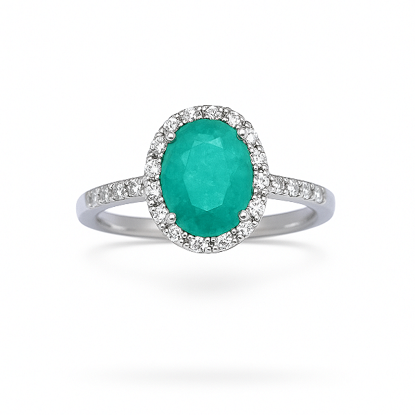 Anel Oval Esmeralda Prata 925