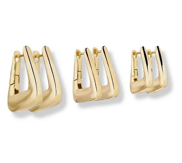 Kit Trio Argola Triângulo Dourado