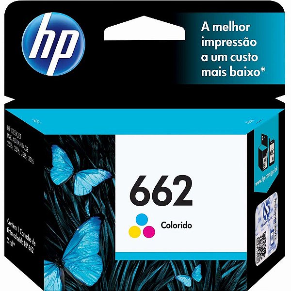 Cartucho de Tinta para Impressora HP 662 CZ-104AL Tricolor - HP 3516 2516 3515 2515 Original de 2ml