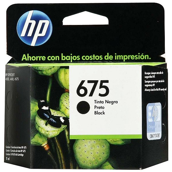 Cartucho HP 675 CN-690AL Preto - HP 4000 4400 4575 Original 13,5ml