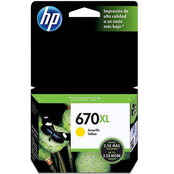 Cartucho Jato de Tinta HP CZ120AB 670XL Yellow - HP 4615 4625 5525 3525 Original 7,5ml