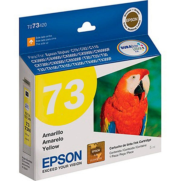 Cartucho para Impressoras Epson TX300F CX4900 CX7300 TX200 - Epson T 073 Yellow Original 5ml