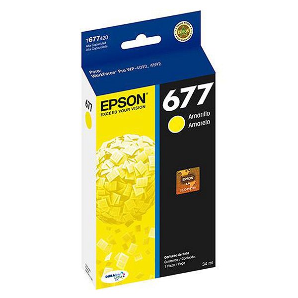 Cartucho para Impressoras Epson Workforce Pro 4022 4592 4092 4532 - Epson T 677 Yellow Original 34ml