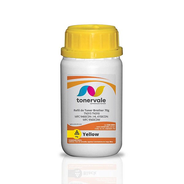 Combo 5 Refil para Toner Brother MFC 9460CDN HL 4150CDN MFC 9560CDW - TN315Y TN310 Yellow de 70g