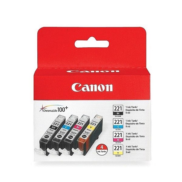 Kit 4 Cartucho de Tinta Canon CLI-221 - Canon MP560 MP620 MP640 MP980 MP990 Original