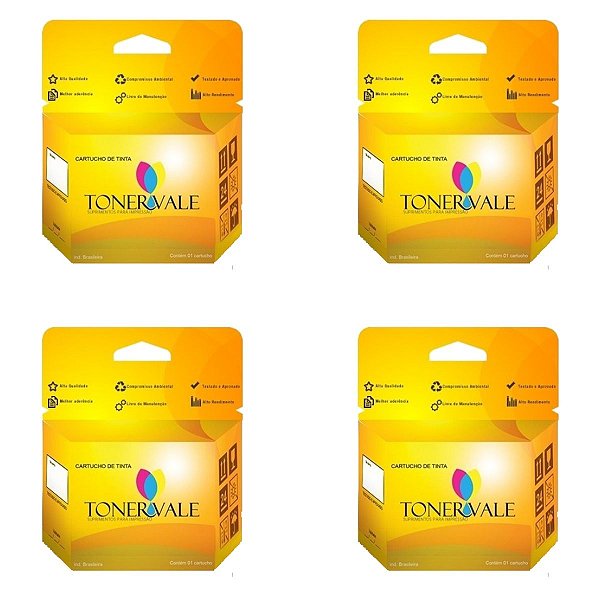Kit 4 Cartucho de Tinta HP 920 Black + 920 Coloridos - HP 7500A 6500 6000 6500 E709 E709C Compatível
