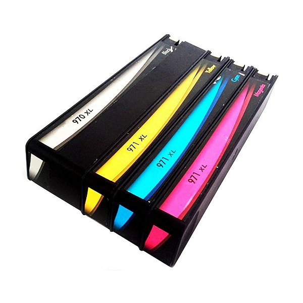 Kit 4 Cartucho Jato de Tinta HP 970 970XL Black + 971 971XL Color - Impressoras HP X451DW X451 X476DW X476 Compatível