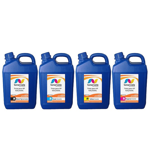 Kit 4 Refil de Tinta HP 7500A 6500 6000 6500 E709 E709C - HP 920 de 5L