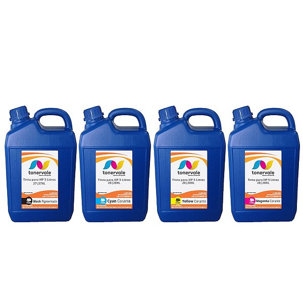 Kit 4 Tinta para Cartucho HP 3420 3520 3550 3320 3425 - HP C8727 27 C8728 28 de 5L