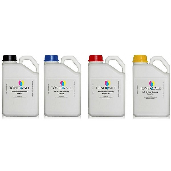 Kit 4 Toner Refil Samsung - CLP-300 CLX-2160N CLX-3160FN CLX-3160 - CMYK 300 de 1Kg