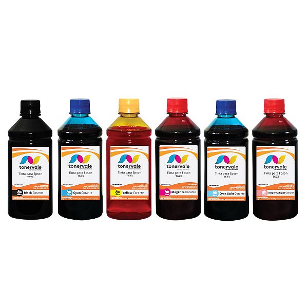 Kit 6 Tinta para Impressora Epson Ecotank L800 L805 L810 L1800 - T673 CMYK Corante de 500ml